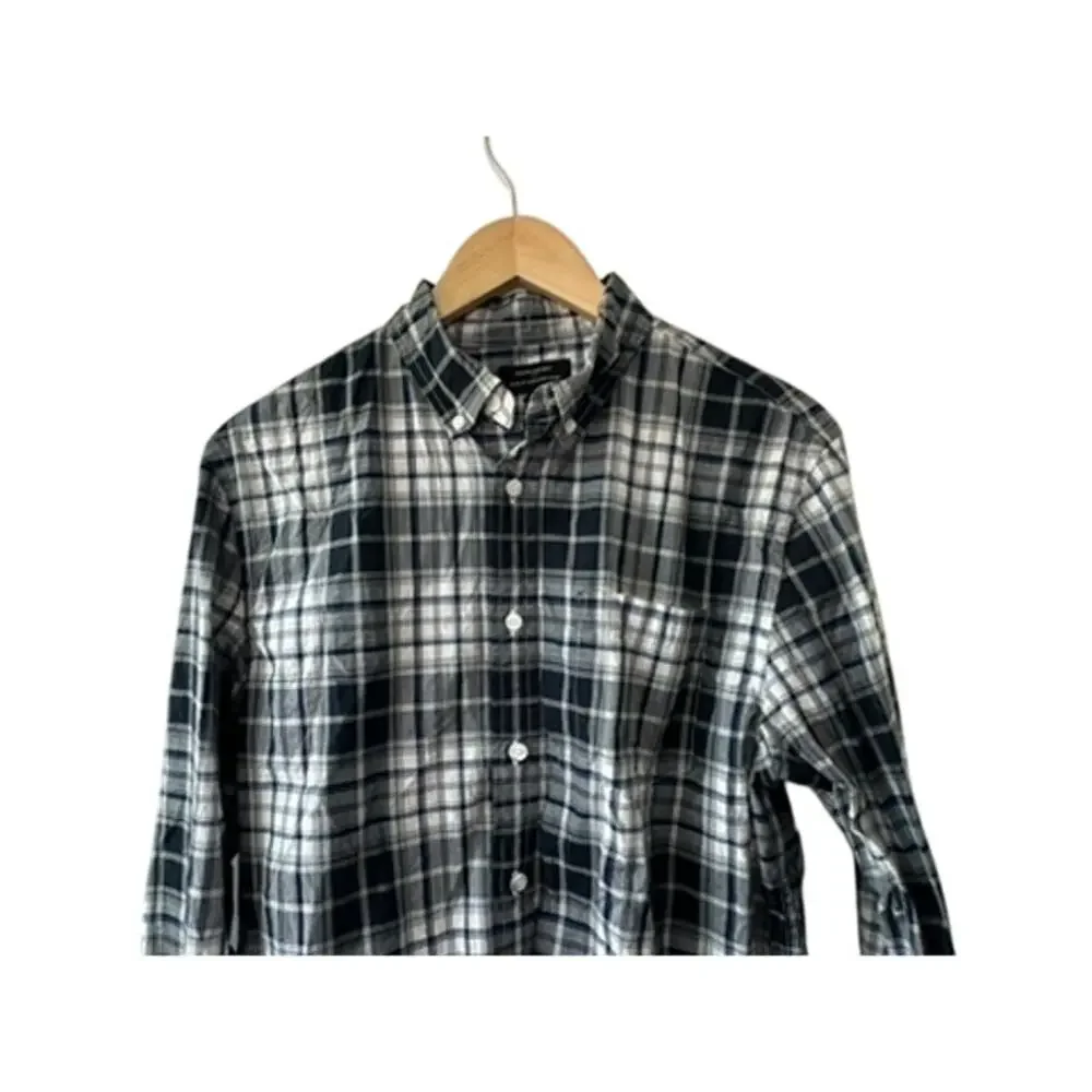 Banana Republic Blue Check Slim Fit Untucked Button Down Shirt Men's Medium